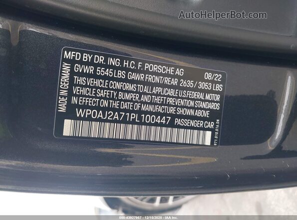 WP0AJ2A71PL100447 2023 PORSCHE PANAMERA Gray Engine compartment view