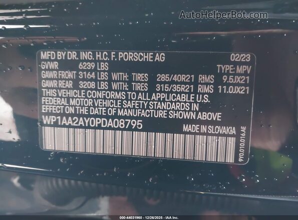 WP1AA2AY0PDA08795 2023 PORSCHE CAYENNE Black Widok komory silnika