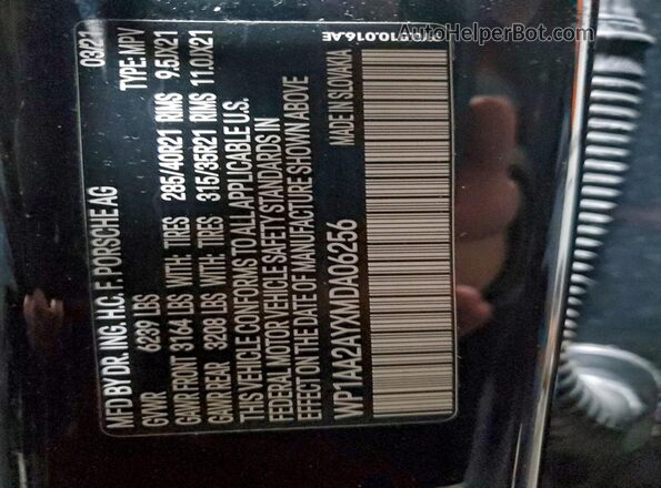 WP1AA2AYXMDA06256 2021 PORSCHE CAYENNE Black Սալոնի 360 աստիճան տեսք