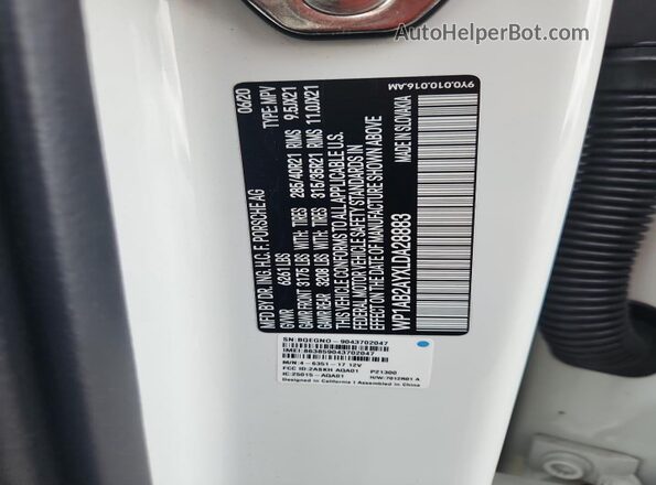 WP1AB2AYXLDA28883 2020 PORSCHE CAYENNE White Widok wnętrza 360 stopni