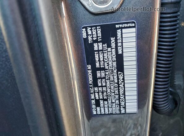 WP1AE2AY9RDA29457 2024 PORSCHE CAYENNE Угольный Вид наклейки с VIN-кодом