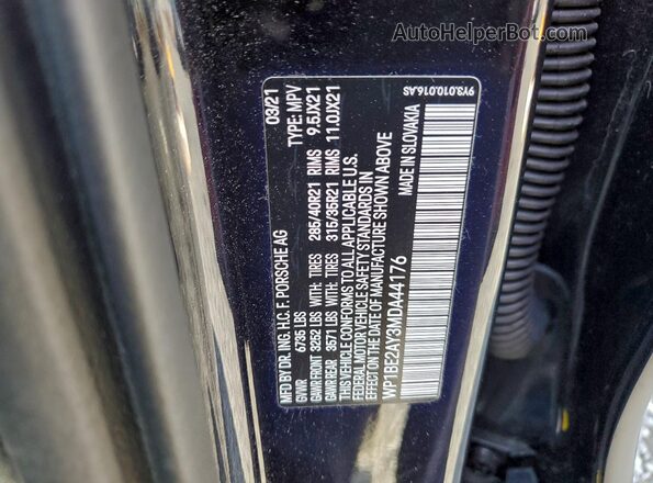 WP1BE2AY3MDA44176 2021 PORSCHE CAYENNE Черный Панорамный вид салона 360°