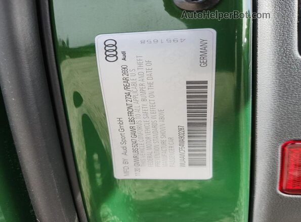 WUAAWCF54MA902287 2021 AUDI RS5 Зеленый Вид подкапотного пространства