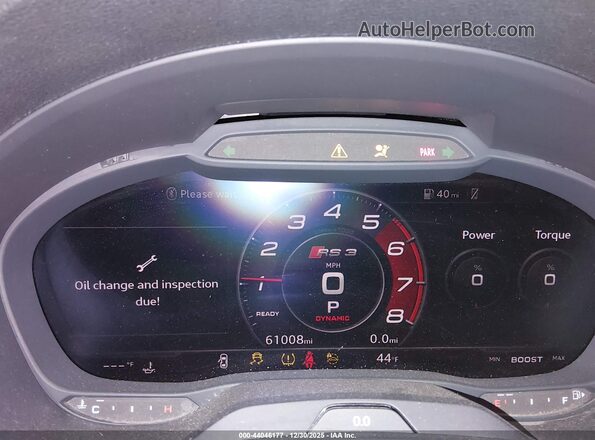 WUABWGFF0KA905933 2019 AUDI RS3 Gray უკანა სავარძლების ხედი