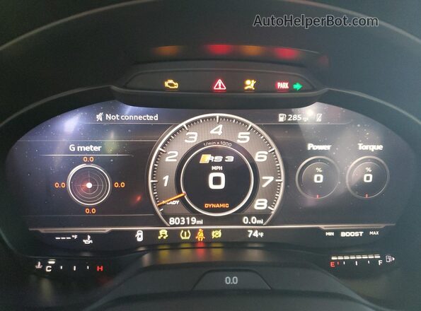 WUABWGFF8J1902731 2018 AUDI RS3 Gray Вид щитка приладів
