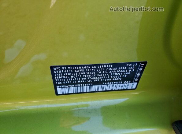 WVW9A7CD1PW181063 2023 VOLKSWAGEN GTI Желтый Вид подкапотного пространства