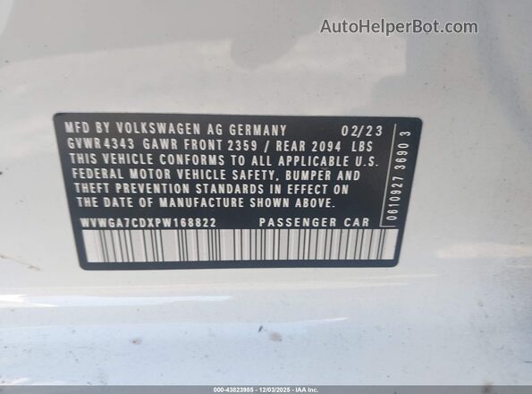 WVWGA7CDXPW168822 2023 VOLKSWAGEN GOLF White Widok komory silnika