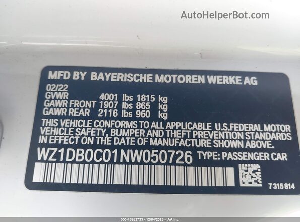 WZ1DB0C01NW050726 2022 TOYOTA GR SUPRA White Вид підкапотного простору