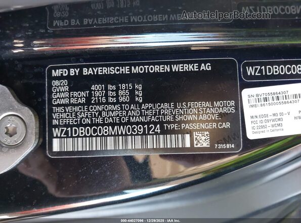 WZ1DB0C08MW039124 2021 TOYOTA GR SUPRA Черный Вид подкапотного пространства