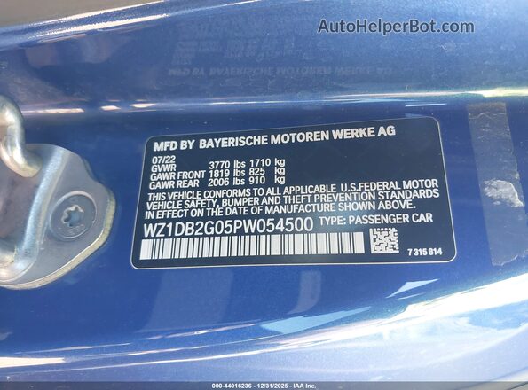 WZ1DB2G05PW054500 2023 TOYOTA GR SUPRA Blue Вид підкапотного простору