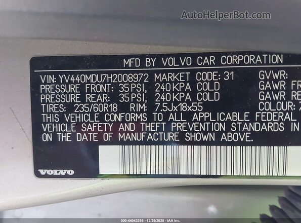 YV440MDU7H2008972 2017 VOLVO XC60 Beige Widok komory silnika