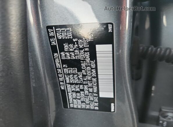 YV440MUM8J2006167 2018 VOLVO S60 Серый Вид наклейки с VIN-кодом