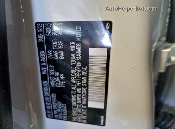 YV4L12RN3P1346159 2023 VOLVO XC60 White Vista de la etiqueta del VIN