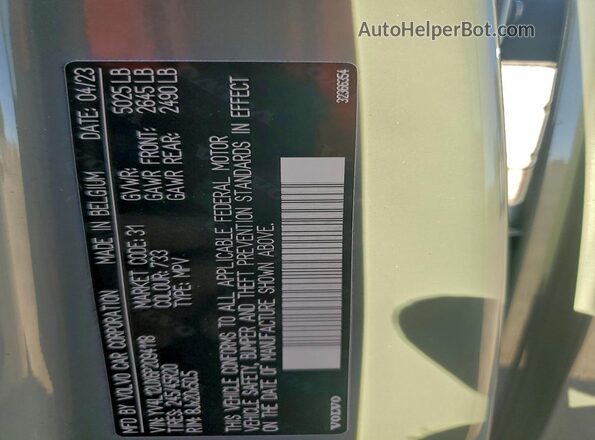 YV4L12UX6P2094118 2023 VOLVO XC40 Green Widok naklejki z numerem VIN