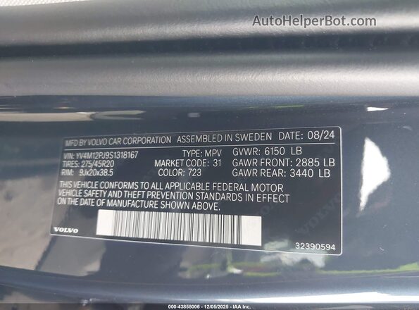 YV4M12PJ9S1318167 2025 VOLVO XC90 Dark Blue Widok komory silnika