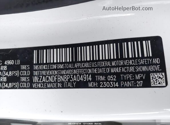 ZACNDFBN8P3A04914 2023 DODGE OTHER White Widok komory silnika