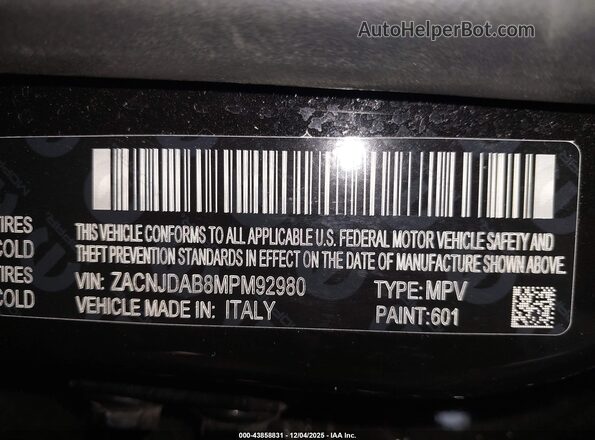ZACNJDAB8MPM92980 2021 JEEP RENEGADE Black Շարժիչի բաժամունքի տեսք