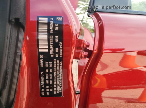 ZARFAMBN1P7670753 2023 ALFA ROMEO GIULIA Красный Вид наклейки с VIN-кодом