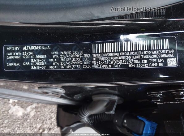 ZASPATCW0R3032282 2024 ALFA ROMEO OTHER Black ძრავის განყოფილების ხედი