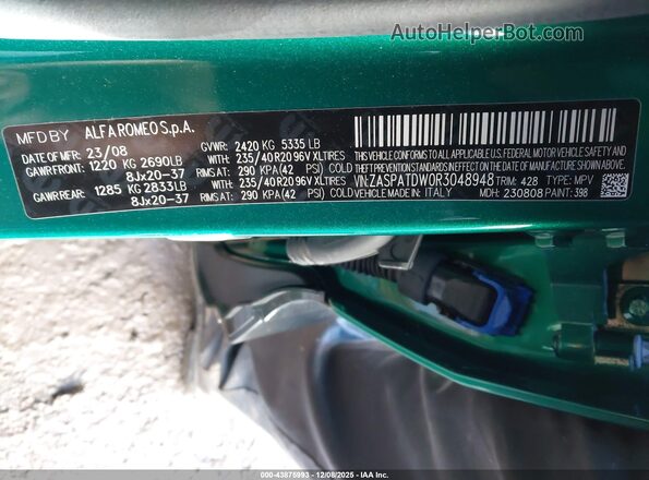 ZASPATDW0R3048948 2024 ALFA ROMEO OTHER Green Engine compartment view