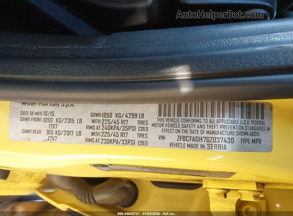 ZFBCFADH7GZ037430 2016 FIAT 500L Желтый Вид подкапотного пространства