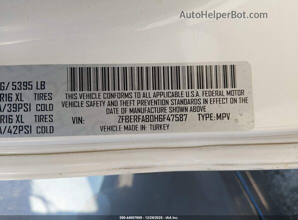 ZFBERFAB0H6F47587 2017 RAM PROMASTER CITY White Շարժիչի բաժամունքի տեսք