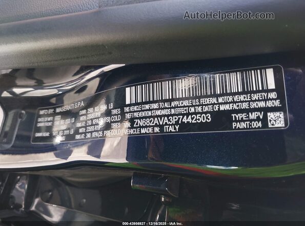 ZN682AVA3P7442503 2023 MASERATI GRECALE Blue Вид підкапотного простору