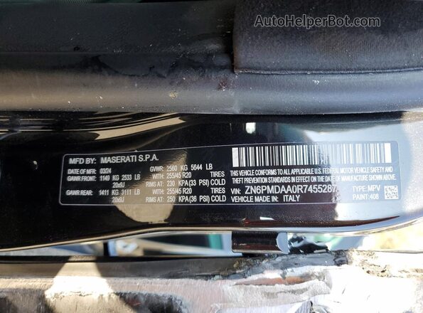 ZN6PMDAA0R7455287 2024 MASERATI GRECALE Черный Вид наклейки с VIN-кодом