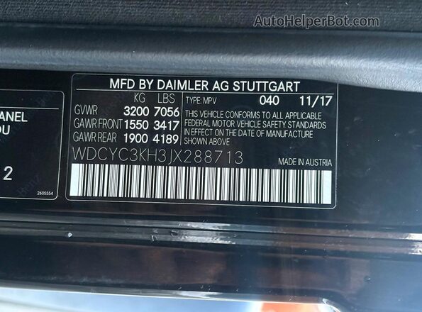 WDCYC3KH3JX288713 2018 MERCEDES-BENZ G-CLASS Черный Вид задней части салона