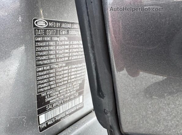 SALWR2FV1HA146758 2017 LAND ROVER RANGE ROVER Серый Вид задней части салона