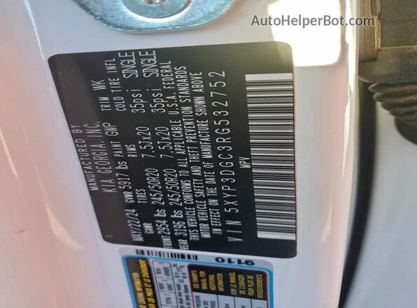 5XYP3DGC3RG532752 2024 KIA TELLURIDE Белый 