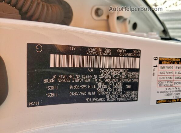 JTJTBCDX0R5030239 2024 LEXUS GX 550 PRE Белый Панорамный вид салона 360°