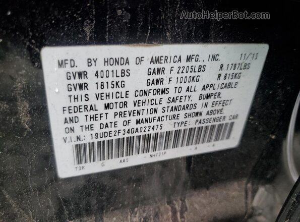 19UDE2F34GA022475 2016 ACURA ILX Черный Вид подкапотного пространства
