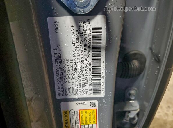 19UUB6F51SA003408 2025 ACURA TLX Gray Vista del compartimento del motor