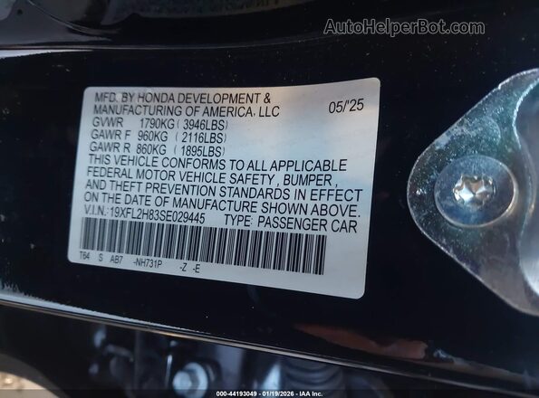 19XFL2H83SE029445 2025 HONDA CIVIC SEDAN Черный Вид подкапотного пространства