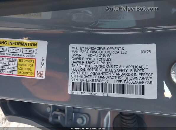 19XFL2H85TE005133 2026 HONDA CIVIC Серый Вид подкапотного пространства