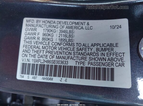 19XFL2H86SE003633 2025 HONDA CIVIC SEDAN Серый Вид подкапотного пространства