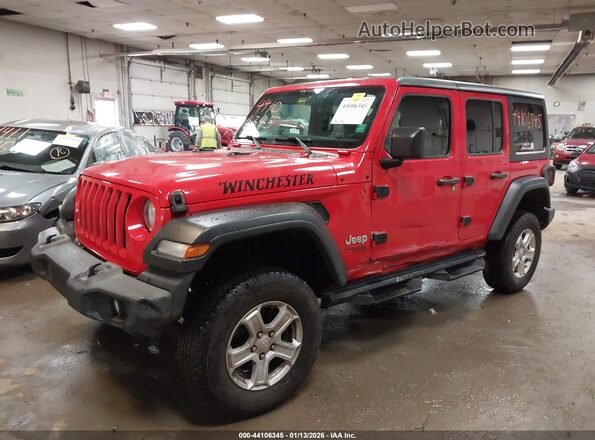 1C4HJXDN6KW624044 2019 JEEP WRANGLER UNLIMITED Красный Передняя левая четверть