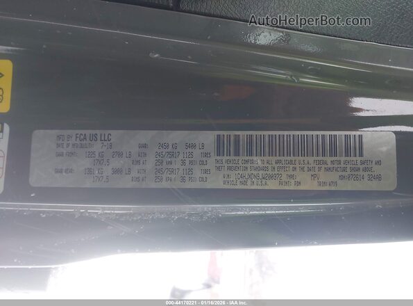 1C4HJXDN9JW200372 2018 JEEP WRANGLER UNLIMITED Серый Вид подкапотного пространства
