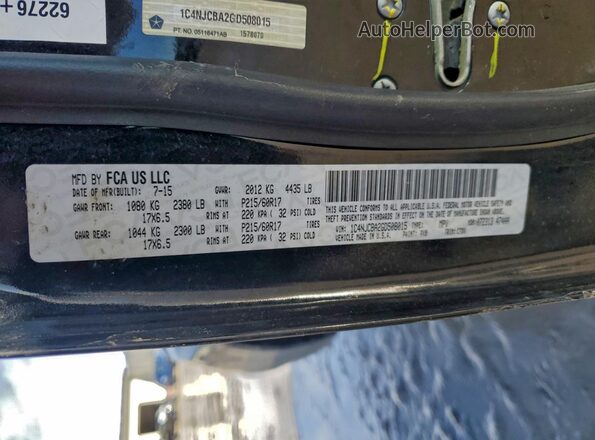 1C4NJCBA2GD508015 2016 JEEP COMPASS Black Widok naklejki z numerem VIN