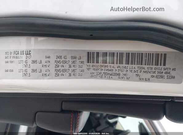 1C4PJMBSXHW639948 2017 JEEP CHEROKEE White Engine compartment view