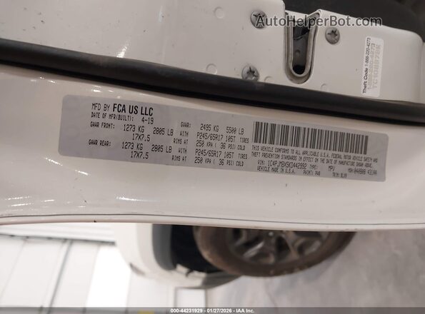 1C4PJMBX5KD442992 2019 JEEP CHEROKEE White Vista del compartimento del motor