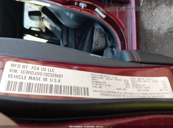 1C4RDJDG1SC528687 2025 DODGE DURANGO Красный Вид подкапотного пространства