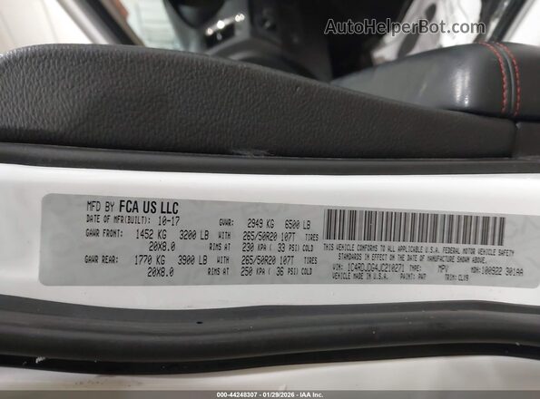 1C4RDJDG4JC210271 2018 DODGE DURANGO Белый Вид подкапотного пространства