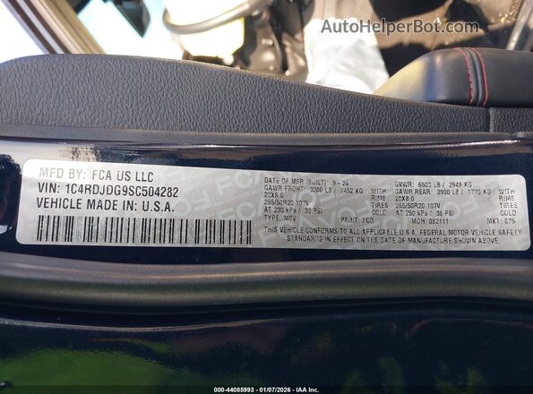 1C4RDJDG9SC504282 2025 DODGE DURANGO Black Շարժիչի բաժամունքի տեսք