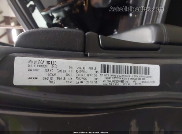 1C4RJFAG7GC444956 2016 JEEP GRAND CHEROKEE Серый Вид подкапотного пространства