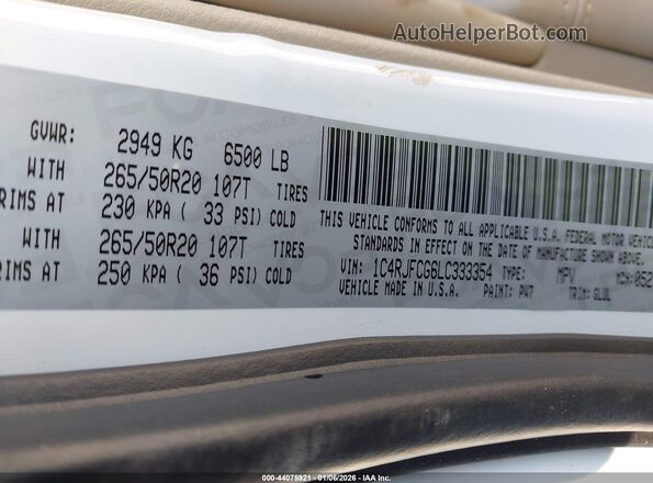 1C4RJFCG6LC333354 2020 JEEP GRAND CHEROKEE Белый Вид подкапотного пространства