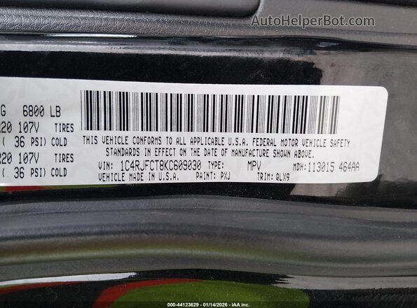 1C4RJFCT8KC609030 2019 JEEP GRAND CHEROKEE Черный Вид подкапотного пространства
