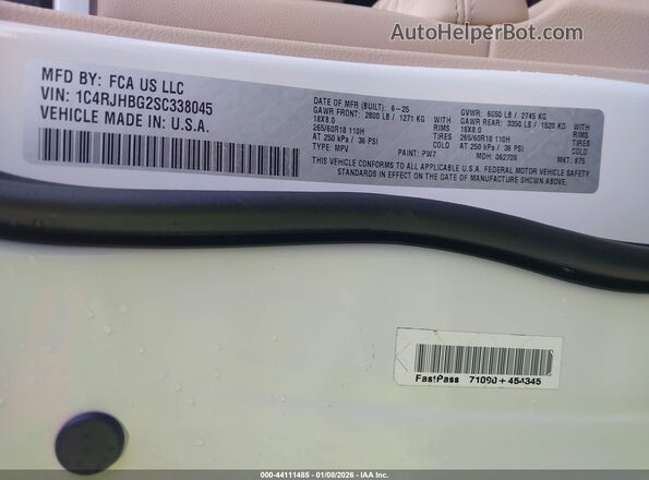 1C4RJHBG2SC338045 2025 JEEP GRAND CHEROKEE Белый Вид подкапотного пространства