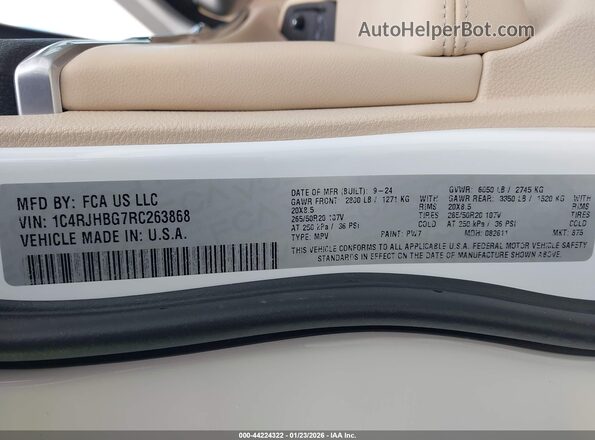1C4RJHBG7RC263868 2024 JEEP GRAND CHEROKEE Белый Вид подкапотного пространства